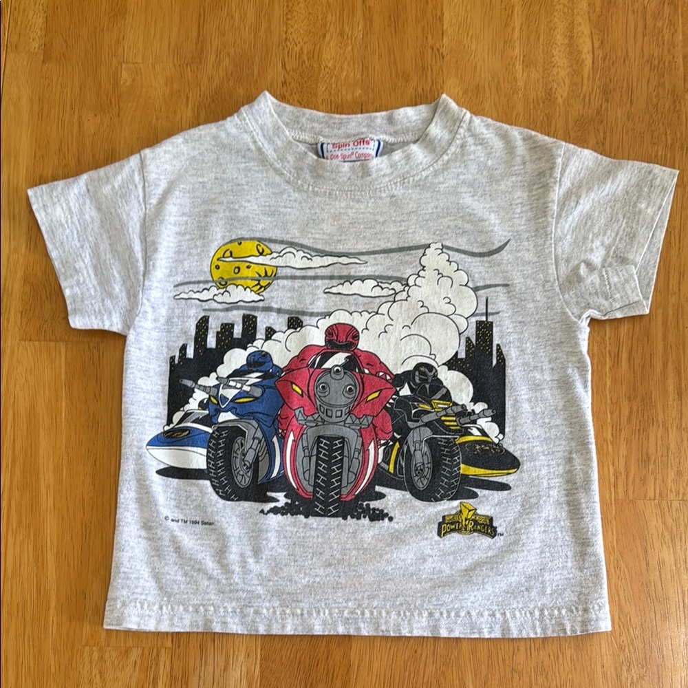 ✋Power Rangers Size 4 Grey Heathered T Shirt Vintage See Measurements Unisex